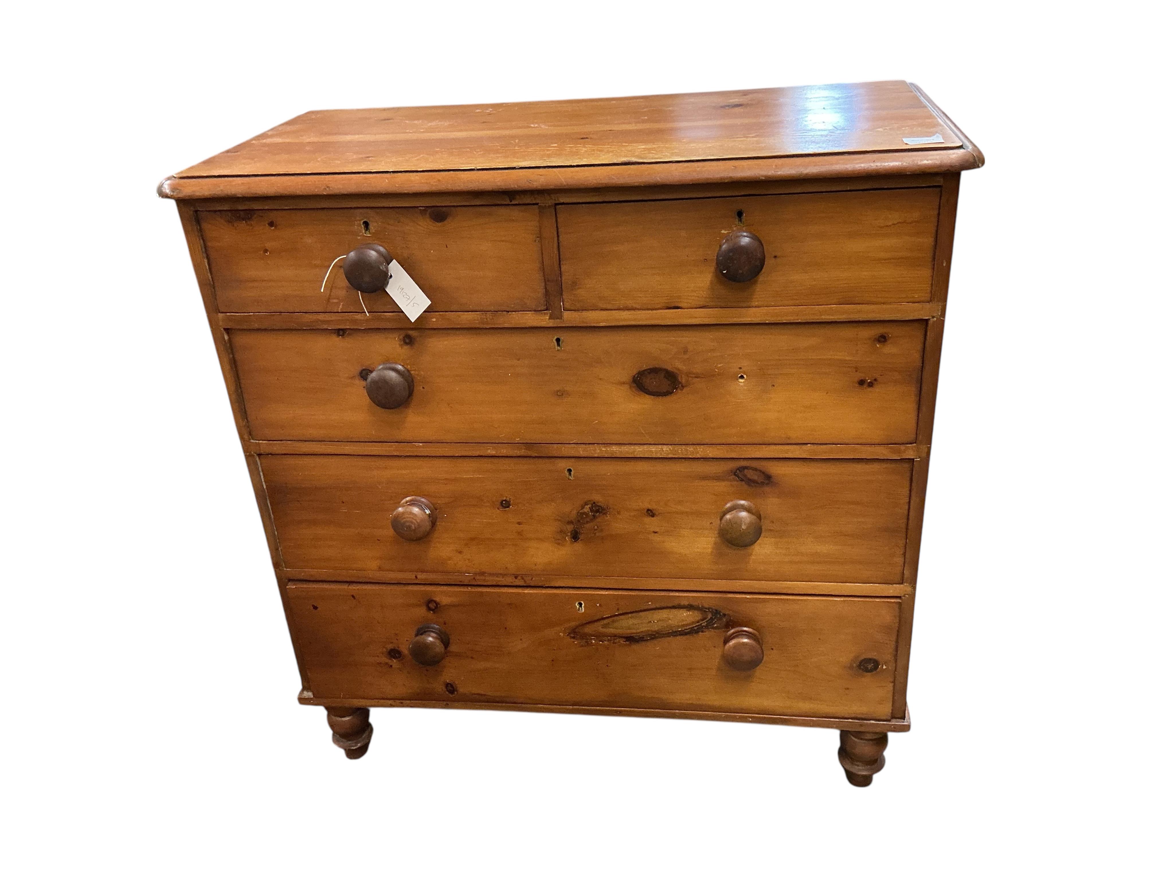 A Victorian stained pine chest, width 96cm, depth 47cm, height 97cm